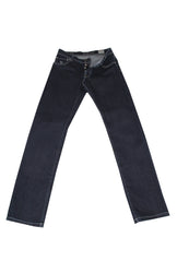 $904 Cesare Attolini Denim Blue Solid Jeans - Slim - (CA926263) - Parent