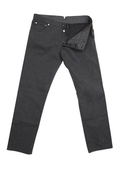 $910 Cesare Attolini Gray Solid Jeans - Slim - (CA617265) - Parent