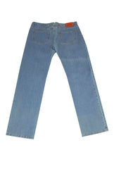 $904 Cesare Attolini Denim Blue Solid Jeans - Slim - (CA926262) - Parent