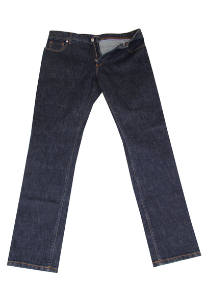 $1034 Cesare Attolini Denim Blue Solid Jeans - Slim - (CA926261) - Parent