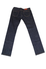 $1034 Cesare Attolini Denim Blue Solid Jeans - Slim - (CA926261) - Parent