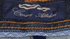$1034 Cesare Attolini Denim Blue Solid Jeans - Slim - (CA926261) - Parent