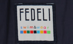 $240 Fedeli Navy Blue Solid Swim Shorts - Slim - (FD682411) - Parent