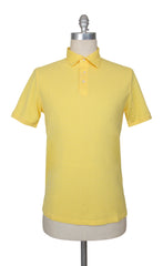 $375 Fedeli Yellow Solid Piqué Polo - (FD916257) - Parent