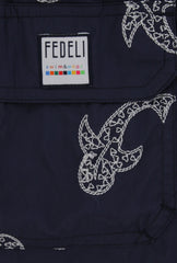 $240 Fedeli Dark Blue Fancy Swim Shorts - Slim - (FD68248) - Parent