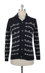 $1100 Fedeli Dark Blue Wool Blend Crewneck Cardigan - S/48 - (FD918241)