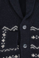 $1100 Fedeli Dark Blue Wool Blend Crewneck Cardigan - (FD918241) - Parent
