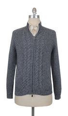 $1150 Fedeli Blue Wool Blend Crewneck Jacket - (FD918243) - Parent