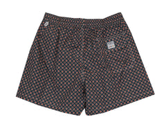 $240 Fedeli Dark Blue Floral Swim Shorts - (FD521254) - Parent