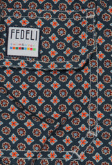 $240 Fedeli Dark Blue Floral Swim Shorts - (FD521254) - Parent
