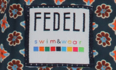 $240 Fedeli Dark Blue Floral Swim Shorts - (FD521254) - Parent