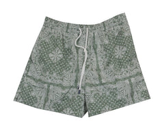 $240 Fedeli Green Paisley Swim Shorts - XX Large - (FD521253)
