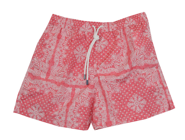 $240 Fedeli Pink Paisley Swim Shorts - (FD528256) - Parent