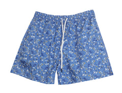 $240 Fedeli Blue Floral Swim Shorts - Small - (FD528258)