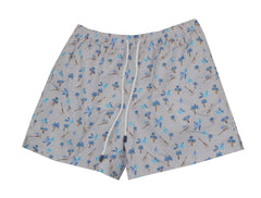 $240 Fedeli Light Gray Floral Swim Shorts - (FD528257) - Parent