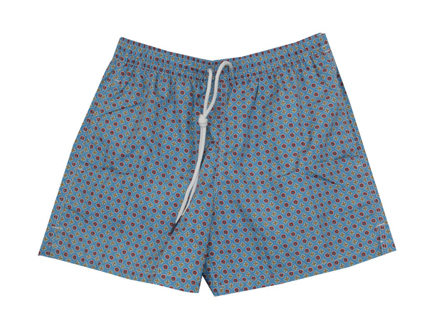 $240 Fedeli Blue Floral Swim Shorts - (FD528254) - Parent