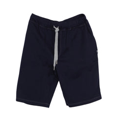 $495 Fedeli Navy Blue Solid Cotton Sweat Shorts - (FD44262) - Parent