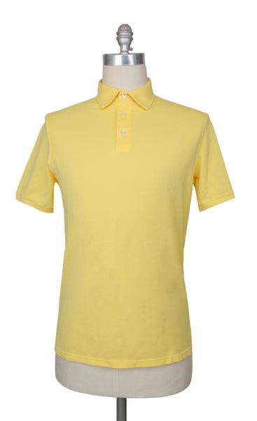 $375 Fedeli Yellow Solid Piqué Polo - (FD916254) - Parent