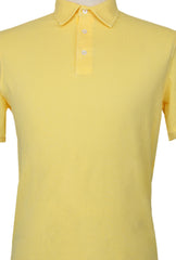 $375 Fedeli Yellow Solid Piqué Polo - (FD916254) - Parent