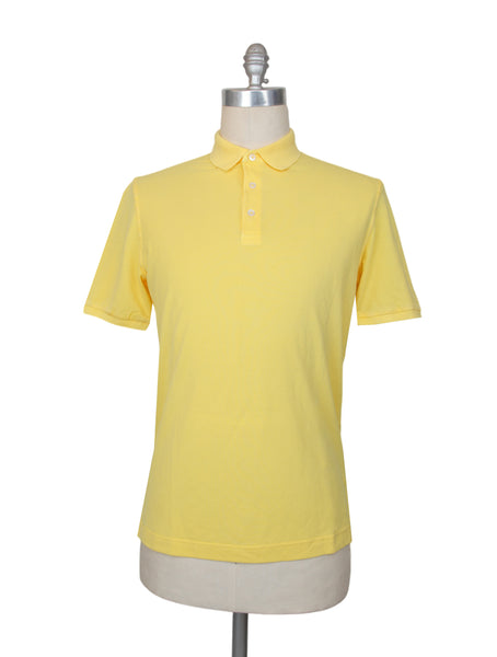 $375 Fedeli Yellow Solid Piqué Polo - (FD916255) - Parent