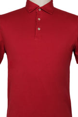 $375 Fedeli Red Solid Cotton Polo - (FD9162510) - Parent