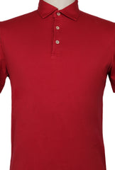 $375 Fedeli Red Solid Cotton Polo - (FD9162510) - Parent