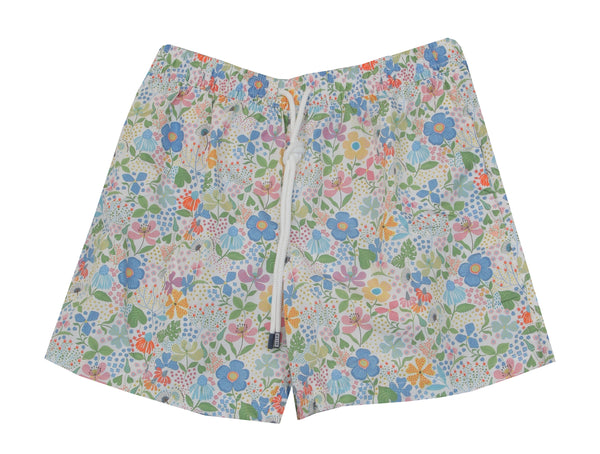 $240 Fedeli White Floral Swim Shorts - (FD528255) - Parent