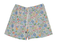 $240 Fedeli White Floral Swim Shorts - (FD528255) - Parent
