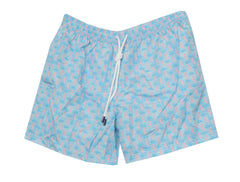 $240 Fedeli Light Blue Fancy Swim Shorts - (FD528251) - Parent