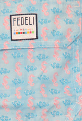 $240 Fedeli Light Blue Fancy Swim Shorts - (FD528251) - Parent