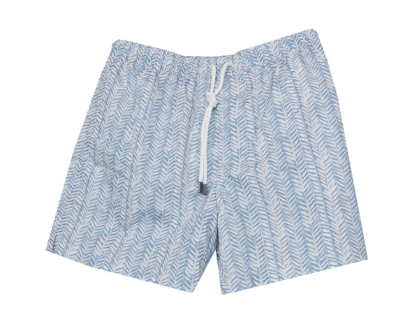 $240 Fedeli Light Blue Floral Swim Shorts - (FD528253) - Parent