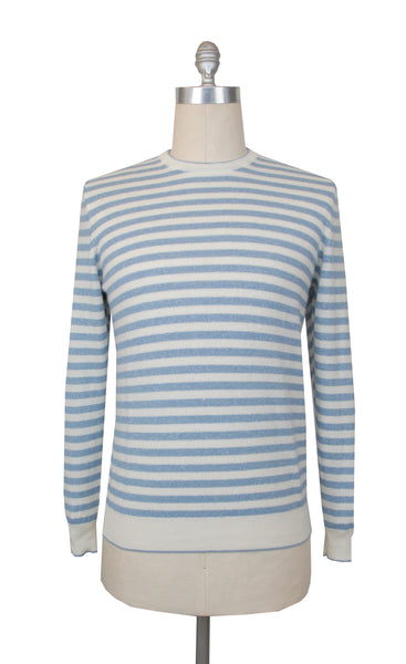 $1025 Fedeli Light Blue Cashmere Blend Crewneck Sweater - (FD38252) - Parent