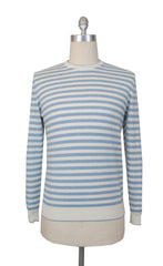 $1025 Fedeli Light Blue Cashmere Blend Crewneck Sweater - XXL/56 - (FD38252)