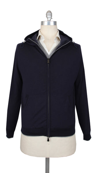 $2275 Fedeli Dark Blue Wool Solid Jacket - (FD314261) - Parent