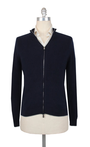 $1950 Fedeli Navy Blue Cashmere Funnel Jacket - (FD38254) - Parent
