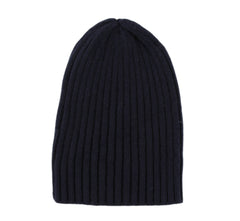 $350 Fedeli Navy Blue Solid Cashmere Beanie - One Size - (FD93255)