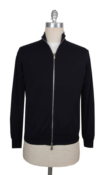$2275 Fedeli Dark Blue Reversible Crewneck Sweater - (FD44265) - Parent