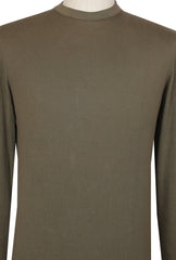 $400 Fedeli Olive Green Cotton Crewneck Sweater - (FD521261) - Parent
