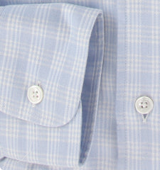 $575 Fedeli Light Blue Plaid Flannel Shirt - Slim - (FD55261) - Parent