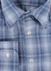 $575 Fedeli Blue Plaid Flannel Shirt - Slim - (FD55262) - Parent