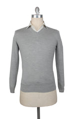 Fiori Di Lusso Light Gray V-Neck Sweater - S/48 - (FL67233)