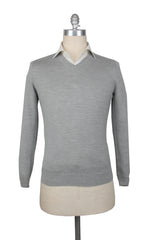 Fiori Di Lusso Light Gray V-Neck Sweater - L/52 - (FL67233)