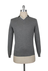 Fiori Di Lusso Gray V-Neck Sweater - L/52 - (FL67232)