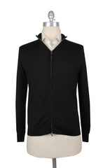 $1325 Fiori Di Lusso Black Cashmere Blend Funnel Jacket - S/48 - (FL282526)