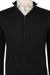 $1325 Fiori Di Lusso Black Cashmere Blend Funnel Jacket - (FL282526) - Parent