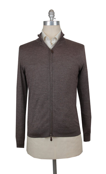 $1325 Fiori Di Lusso Brown Cashmere Blend Funnel Jacket - (FL282527) - Parent