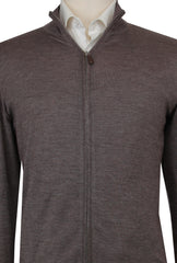 $1325 Fiori Di Lusso Brown Cashmere Blend Funnel Jacket - (FL282527) - Parent