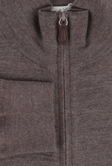 $1325 Fiori Di Lusso Brown Cashmere Blend Funnel Jacket - (FL282527) - Parent