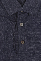 $1125 Fiori Di Lusso Dark Blue Cashmere Blend Polo Sweater - (FL28256) - Parent