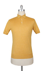 $1125 Fiori Di Lusso Yellow Cashmere Blend Polo Sweater - L/52 - (FL28253)